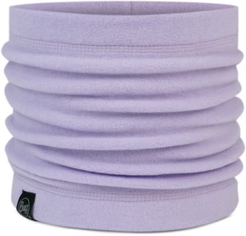 Lila Fleeceschal mit Buff-Markenlogo.
