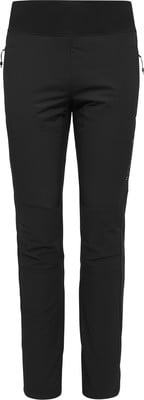 Schwarze Damenhosen für den Außenbereich mit geradem Schnitt und Kordelzug am Bund. Schwarze Damenhosen für den Außenbereich mit geradem Schnitt und Kordelzug am Bund.