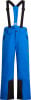 Blaue Skihose mit schwarzen Hosenträgern und schwarzen Beinpartien.
