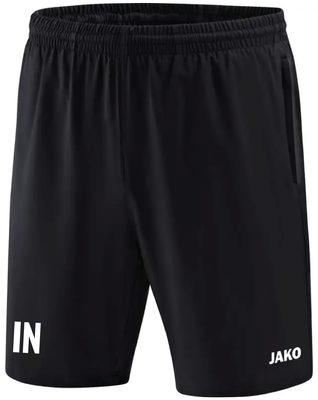 Schwarze Sporthose mit weißem "IN" und "JAKO" Logo.