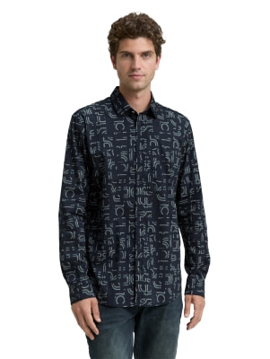 Tom Tailor Fitted Printed fréfi hosszú ujjú póló