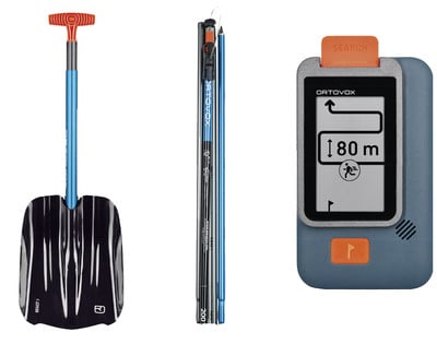 Lawinenschaufel, Sonde und Suchgerät für Wintersport. Lawinenschaufel, Sonde und Suchgerät für Wintersport.
