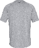 Graues T-Shirt mit kurzen Ärmeln und Under Armour Logo auf dem Rücken.