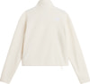 Cremefarbener Polar-Pullover mit langen Ärmeln und hohem Kragen.