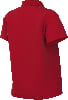 Rückansicht eines roten Polo-T-Shirts mit kurzen Ärmeln.