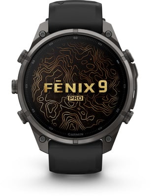 Garmin Fenix 9 Pro Uhr mit topografischer Karte auf dem Zifferblatt. Garmin Fenix 9 Pro Uhr mit topografischer Karte auf dem Zifferblatt.