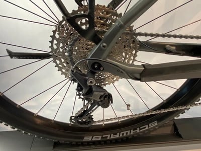 Detail des Mountainbike-Schaltwerks mit Kassette und Kette. Detail des Mountainbike-Schaltwerks mit Kassette und Kette.