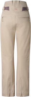 Beige Hose mit hohem Bund und verstellbarem Gürtel, Gesäßtaschen mit Reißverschluss. Beige Hose mit hohem Bund und verstellbarem Gürtel, Gesäßtaschen mit Reißverschluss.