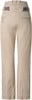 Beige Hose mit hohem Bund und verstellbarem Gürtel, Gesäßtaschen mit Reißverschluss.