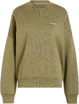 Grüner Adidas Pullover mit Logo auf der Brust und gerippten Bündchen.