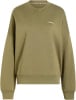 Grüner Adidas Pullover mit Logo auf der Brust und gerippten Bündchen.