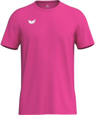 Ein pinkes T-Shirt mit kurzen Ärmeln und weißem Erima-Logo.
