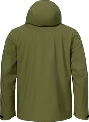 Grüne Herrenjacke mit Kapuze, Rückansicht. Grüne Herrenjacke mit Kapuze, Rückansicht.