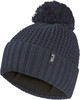 Dunkelblaue Strickmütze mit Bommel und Fleece-Futter.