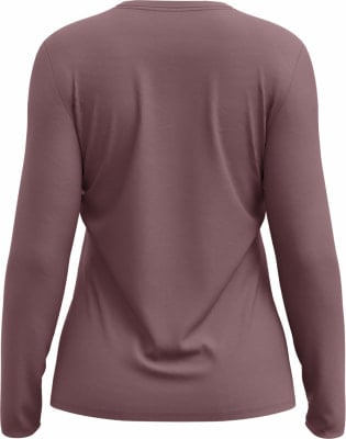 Rückansicht eines langärmeligen Oberteils in Taupe. Rückansicht eines langärmeligen Oberteils in Taupe.