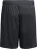 Schwarze Sporthose mit elastischem Bund und Kordelzug.