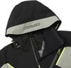 Schwarze Kapuzenjacke mit grauem Streifen und ICEPEAK-Logo.