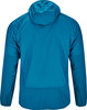 Rückansicht einer blauen Kapuzenjacke mit gestepptem Muster.