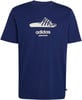 Dunkelblaues Adidas T-Shirt mit Flip-Flop-Print und Logo.