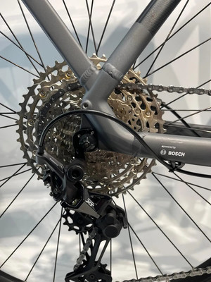 Schaltwerk eines E-Bikes mit Bosch-Antrieb und Kassette. Schaltwerk eines E-Bikes mit Bosch-Antrieb und Kassette.