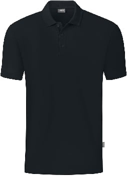 Schwarzes Herren-Poloshirt mit kurzen Ärmeln und Kragen.