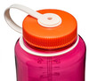 Nahaufnahme des Deckels und des oberen Teils einer rosa Wasserflasche.