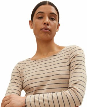 TOM TAILOR Stripe Boat Neck női ing