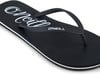Schwarze O'Neill Flip-Flops mit weißem Logo und PVC FREE Schriftzug.