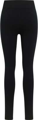 Schwarze nahtlose Leggings mit durchgehendem Texturmuster. Schwarze nahtlose Leggings mit durchgehendem Texturmuster.
