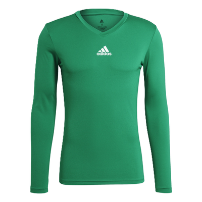 Grünes Langarmshirt mit Adidas-Logo auf der Brust. Grünes Langarmshirt mit Adidas-Logo auf der Brust.