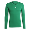 Grünes Langarmshirt mit Adidas-Logo auf der Brust.
