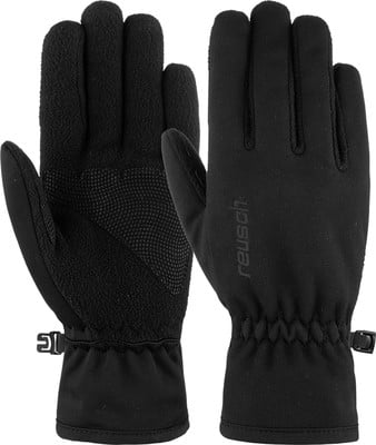 Schwarze Reusch Handschuhe mit Fleece-Futter und verstellbarem Handgelenk. Schwarze Reusch Handschuhe mit Fleece-Futter und verstellbarem Handgelenk.