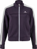 Damen dunkelviolette Jacke mit weißem Streifen an den Ärmeln und Logo.