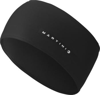 Schwarzes Stirnband mit MARTINI-Logo an der Seite.