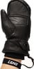 Schwarze Leder-Fäustlinge mit Lenz-Logo-Armband.