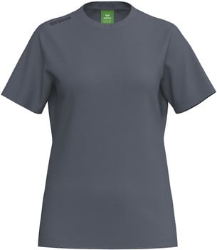 Graues Damen-T-Shirt mit kurzen Ärmeln und Erima-Logo auf der Schulter.