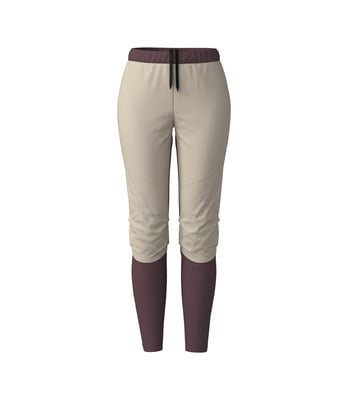 Damenhose in Beige mit dunkelweinfarbenen Bündchen und Kordelzug. Damenhose in Beige mit dunkelweinfarbenen Bündchen und Kordelzug.