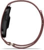 Schwarzes Smartwatch-Armband mit rosafarbenem Textilband.