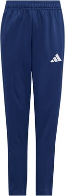 Dunkelblaue Adidas Trainingshose für Kinder mit Logo auf dem Oberschenkel.