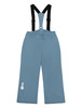 Modré dětské lyžařské kalhoty s laclem a černými kšandami.