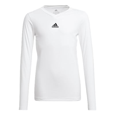 Weißes Adidas Langarmshirt mit Logo auf der Brust. Weißes Adidas Langarmshirt mit Logo auf der Brust.
