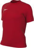 Rotes Nike-T-Shirt mit weißem Logo, kurzen Ärmeln und Rundhalsausschnitt.
