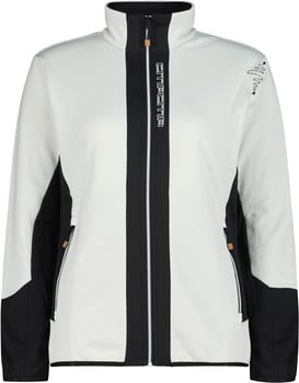Weiße Jacke mit schwarzen Einsätzen und CMP-Logo.