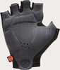 Graue Fingerlose Radsporthandschuhe mit Polsterung und Logo.