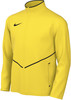 Gelbe Nike Jacke mit Reißverschluss und dunkelblauen Details.