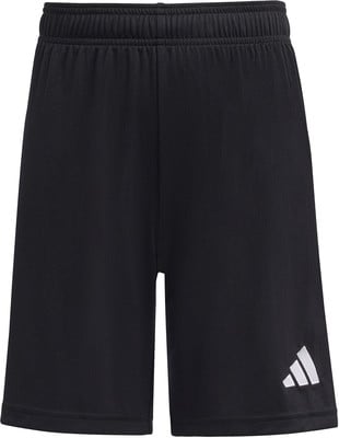 Schwarze Adidas Sporthose mit weißem Logo unten.