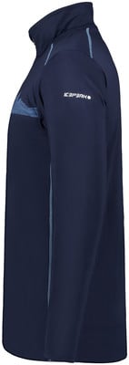 Dunkelblaue Jacke mit ICEPEAK-Logo auf dem Ärmel und blauem Streifen. Dunkelblaue Jacke mit ICEPEAK-Logo auf dem Ärmel und blauem Streifen.