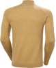 Ein goldener Pullover mit langen Ärmeln und Stehkragen, von hinten gezeigt.