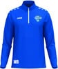 Blaue Sportjacke mit Logo und MB-Schriftzug auf der Vorderseite.
