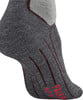 Graue Socke mit dunkelroten Streifen und Logo auf dem Spann.